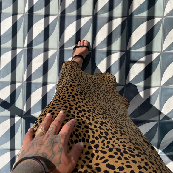 Satin Cheetah Print Maxi Dress - Picture 6 of 7